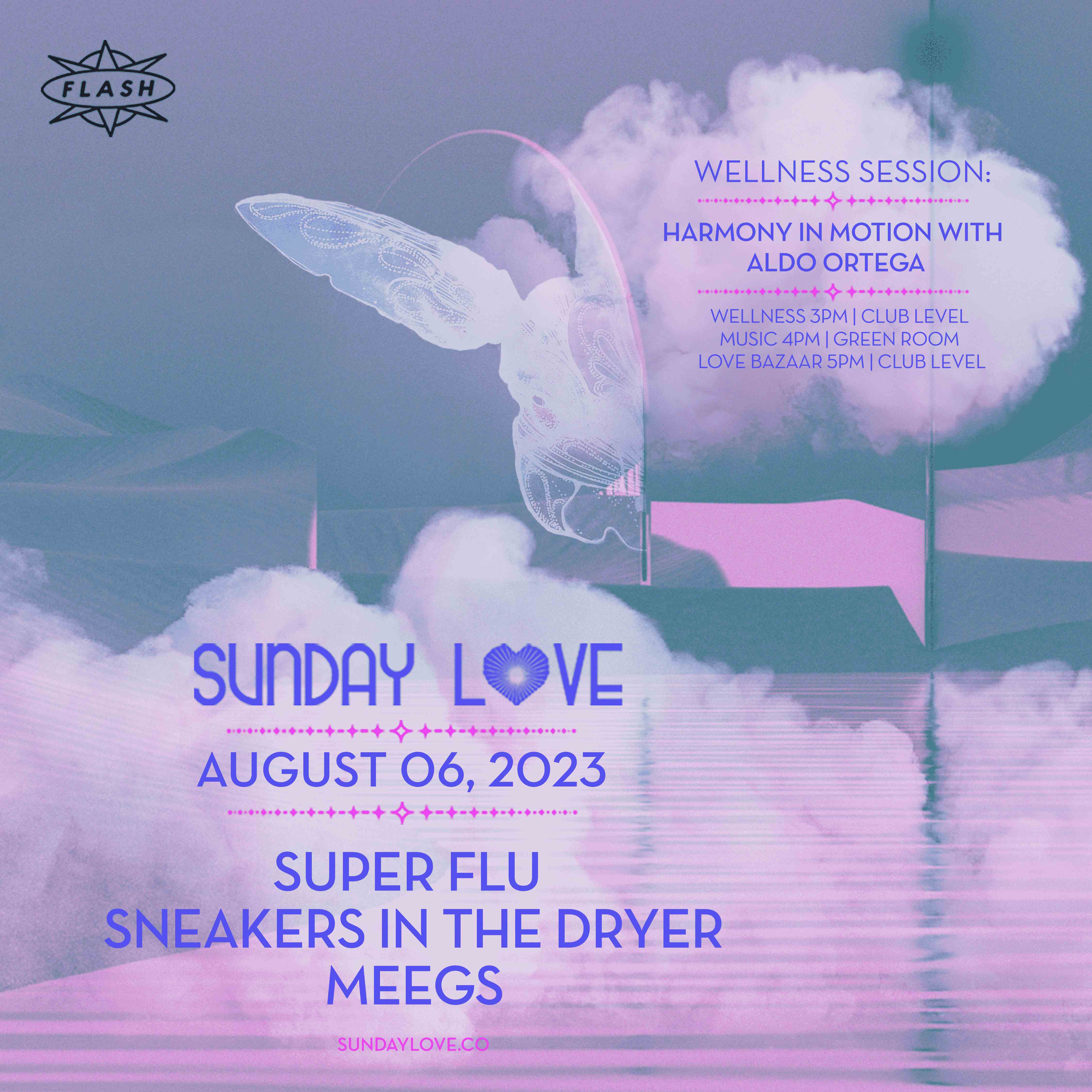 Event image for Sunday Love: Super Flu - Sneakers In The Dryer - MEEGS