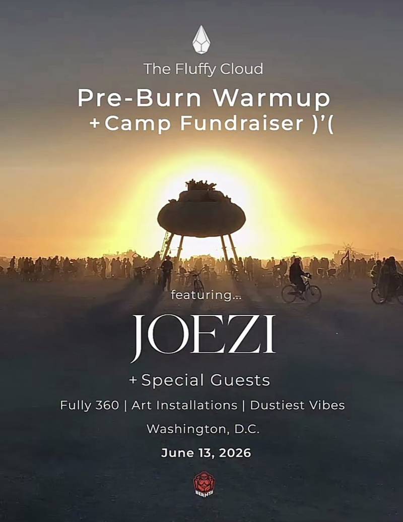 Fluffy Cloud: JOEZI (Burning Man Fundraiser) event flyer